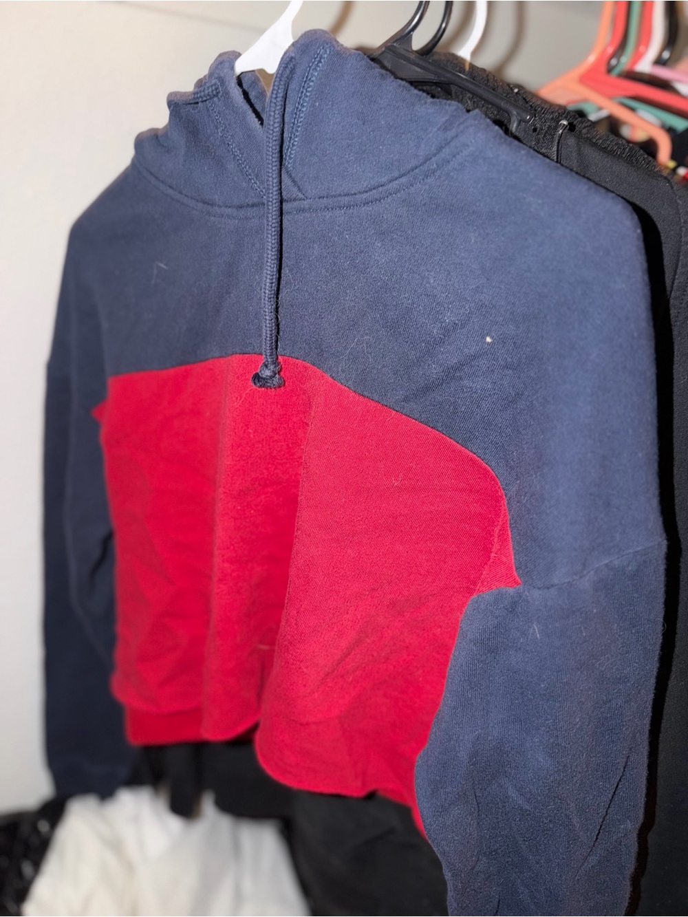 Hollister Navy and Red Colorblock Hoodie